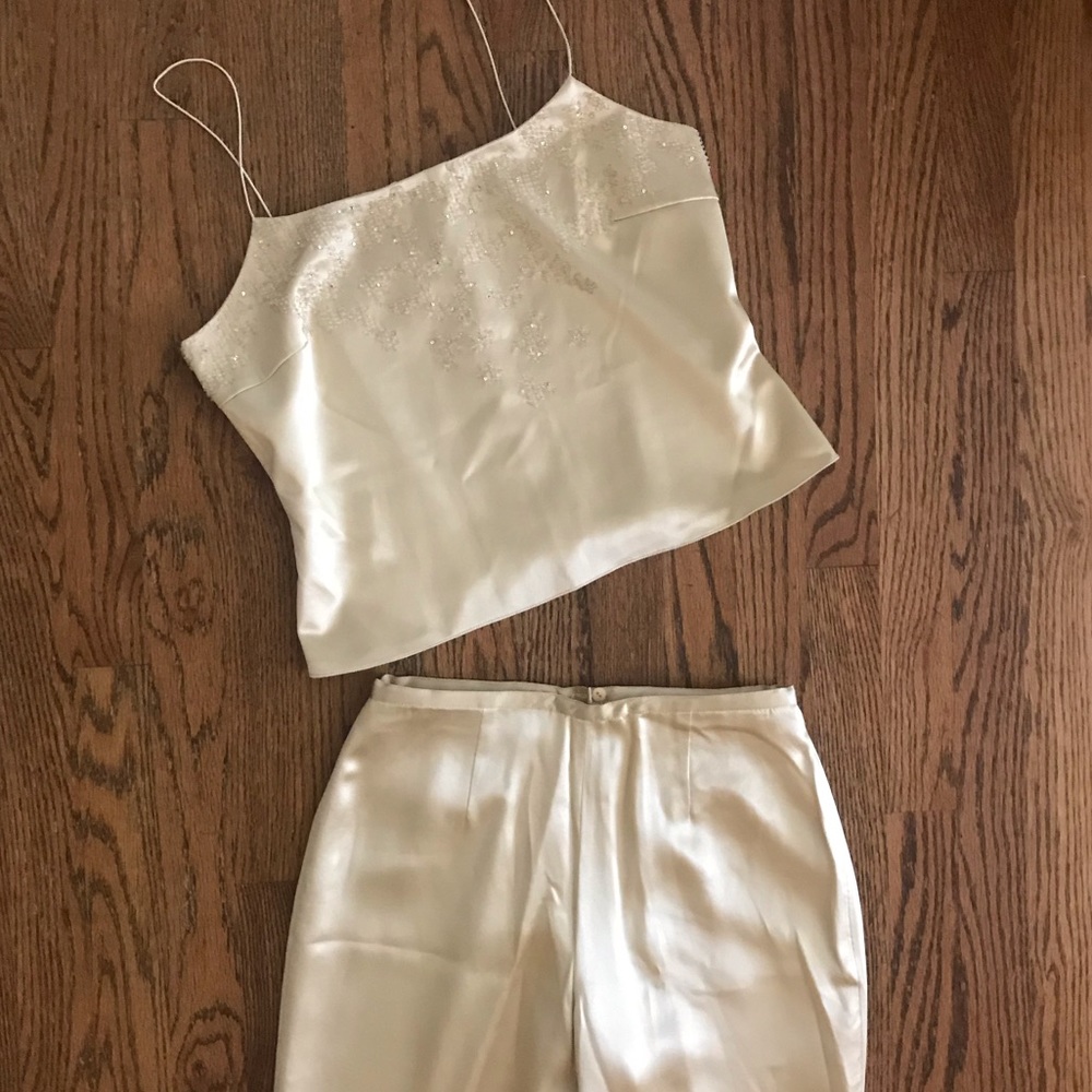 Vtg Kay Unger Silk high waist pant suit 4